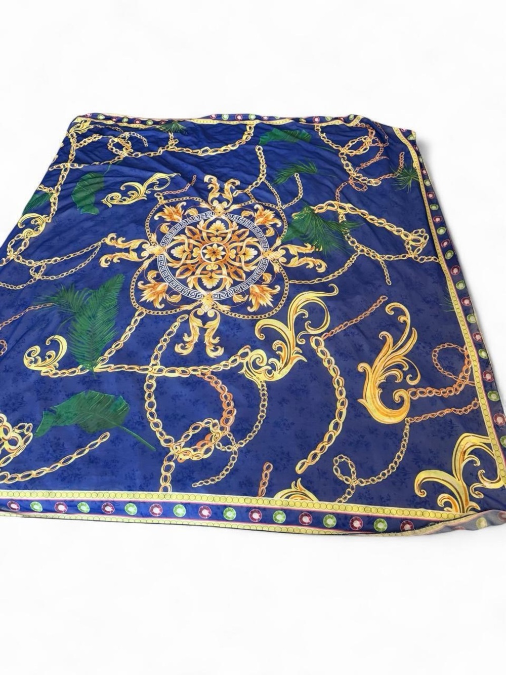Royal Blue Baroque Chain Print coverup